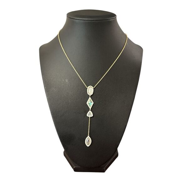 Kendra Scott 14k Gold-Plated Color-Framed Stone 21” Adjustable Lariat Necklace - Picture 3 of 7